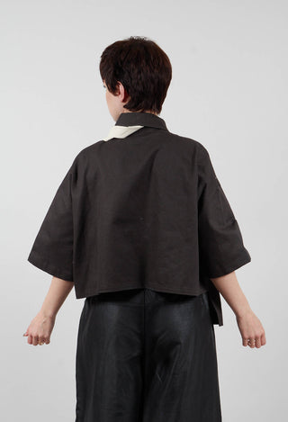 Asymmetrical Cropped Shirt in Charcoal