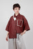 Asymmetric Silk Cropped Shirt in Copper