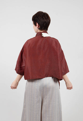 Asymmetric Silk Cropped Shirt in Copper
