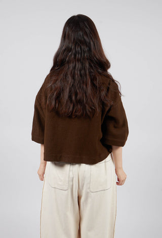 Asymmetric Point Collar Shirt in Brown