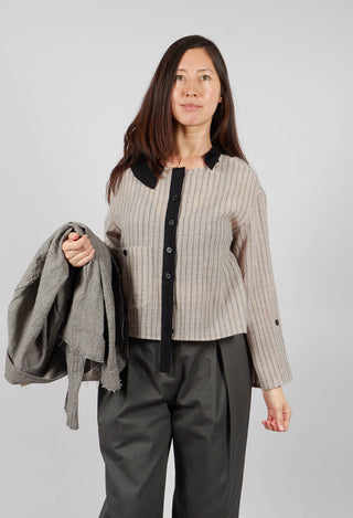 Collared Blouse in Cream Stripe