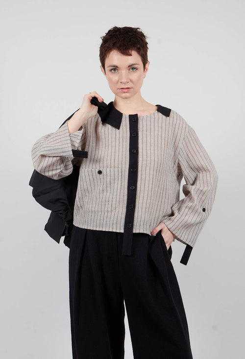 Collared Blouse in Cream Stripe