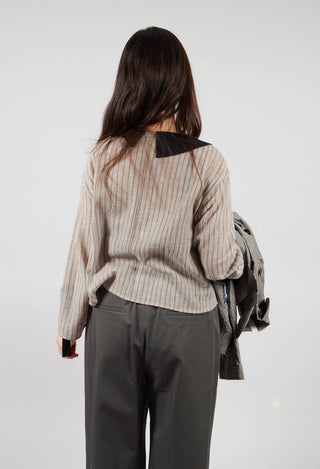 Collared Blouse in Cream Stripe