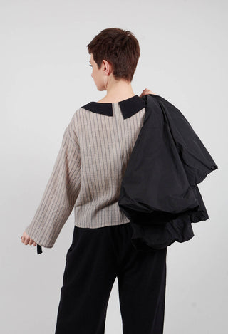 Collared Blouse in Cream Stripe