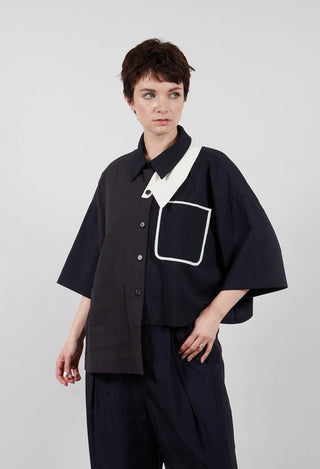 Double Collar Shirt in Navy