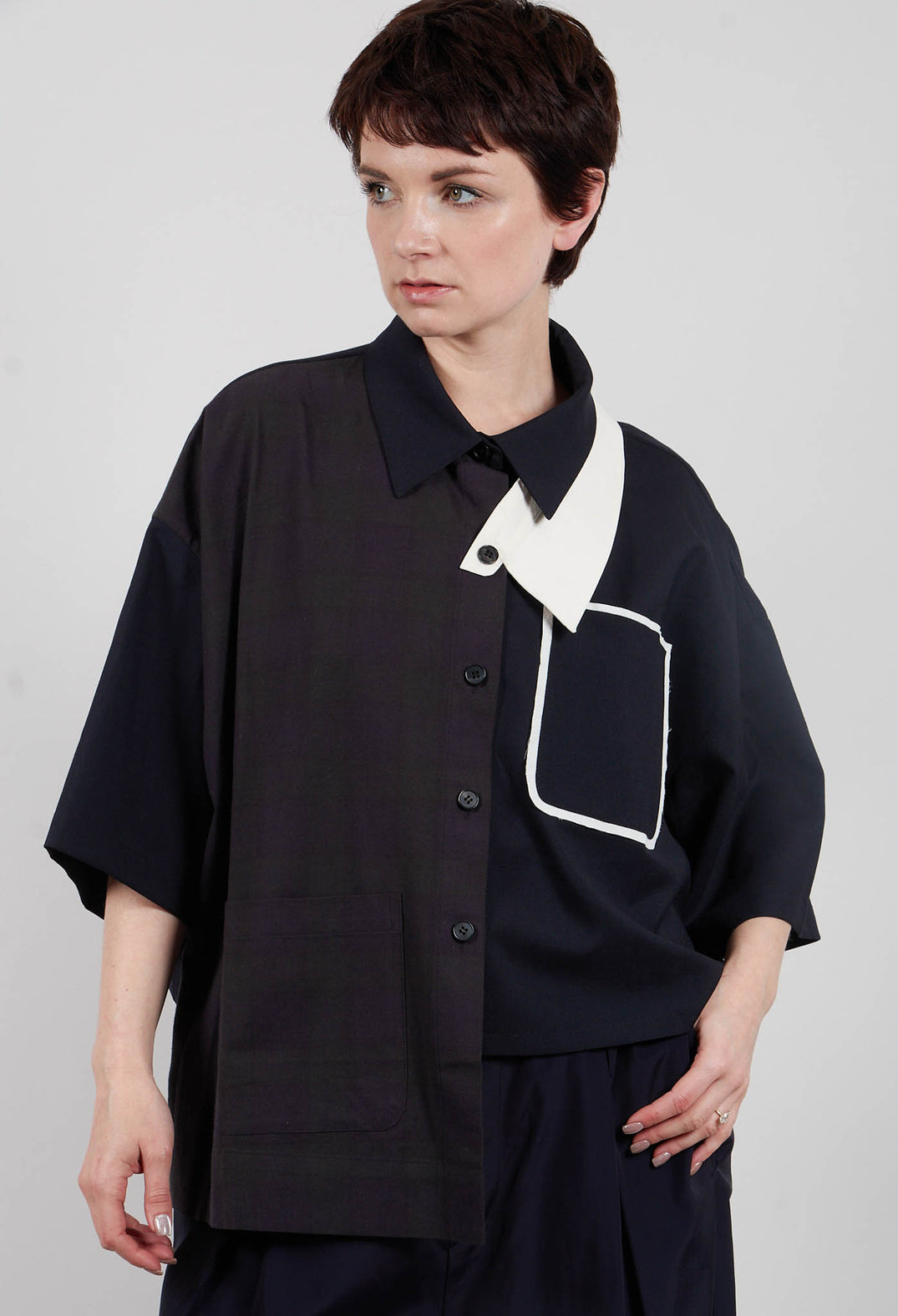 Double Collar Shirt in Navy