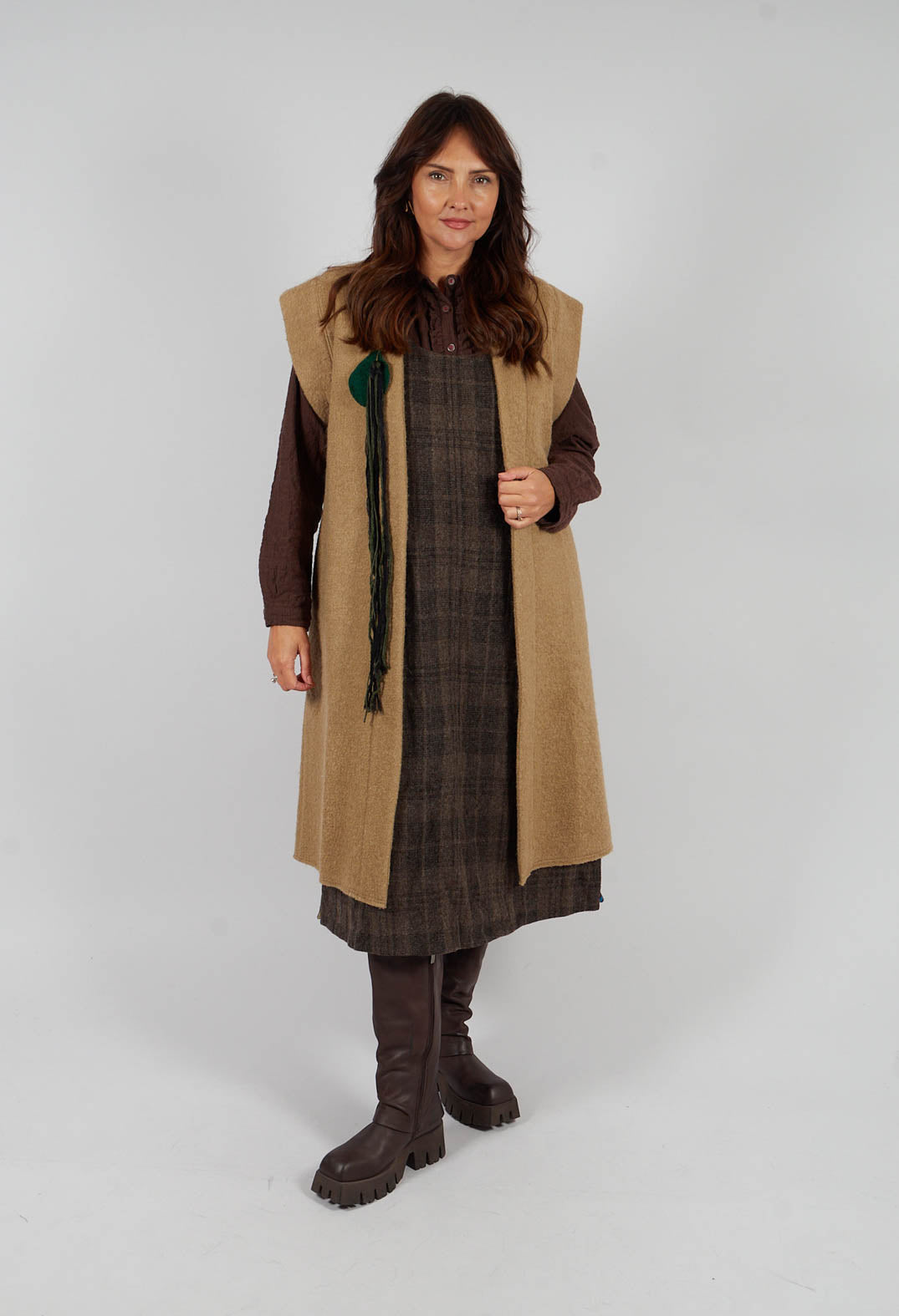 Longline Gilet in Camel