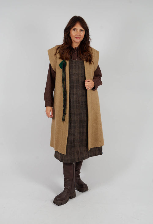 Longline Gilet in Camel