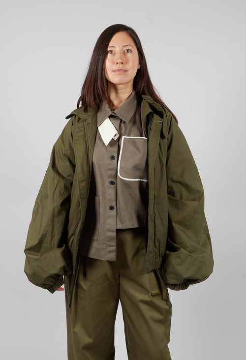 Collared Bomber Jacket in Khaki