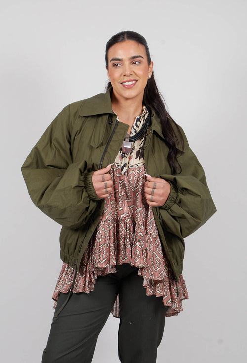 Collared Bomber Jacket in Khaki