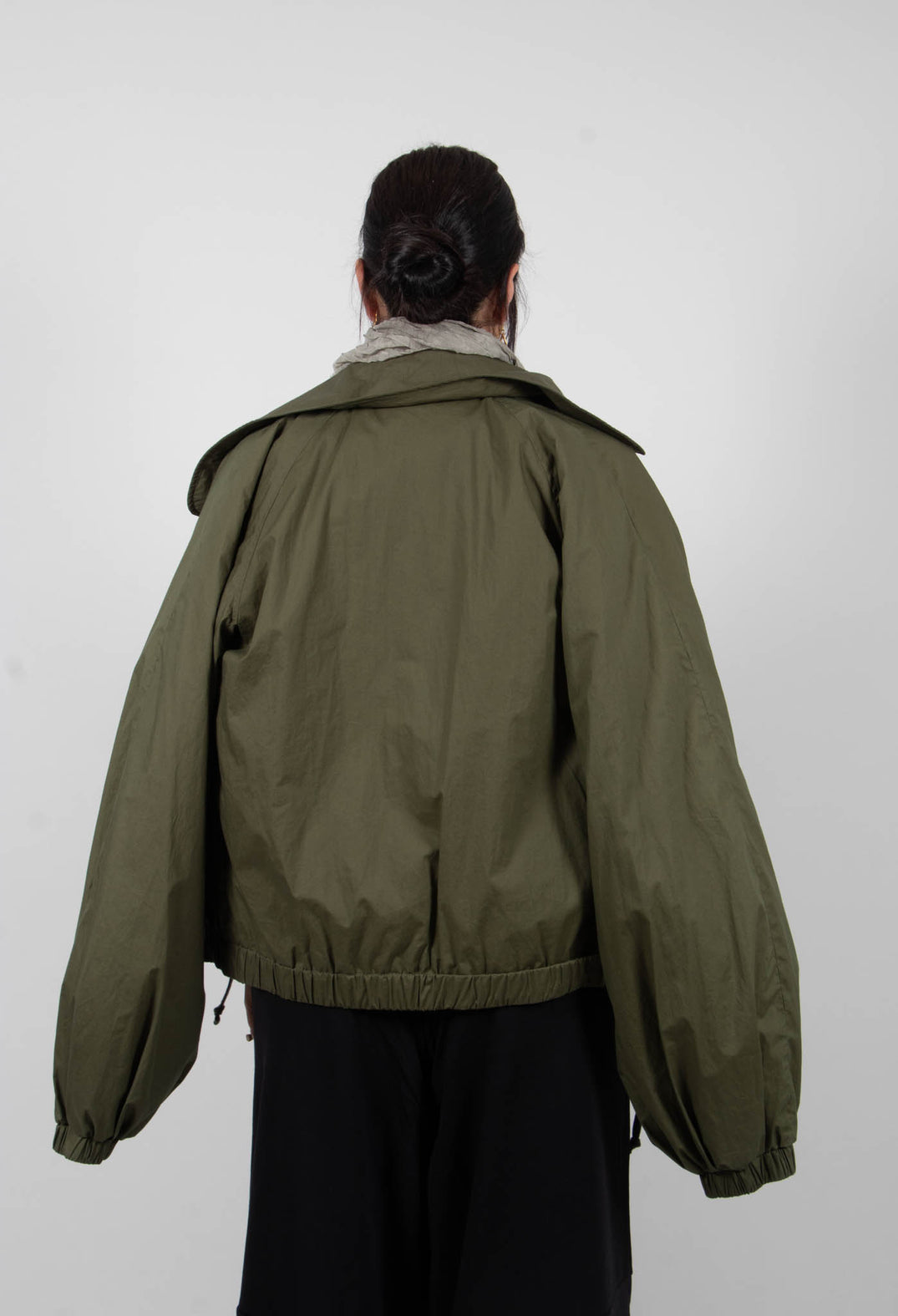 Collared Bomber Jacket in Khaki