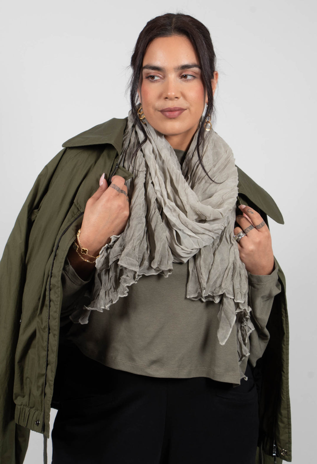 Collared Bomber Jacket in Khaki