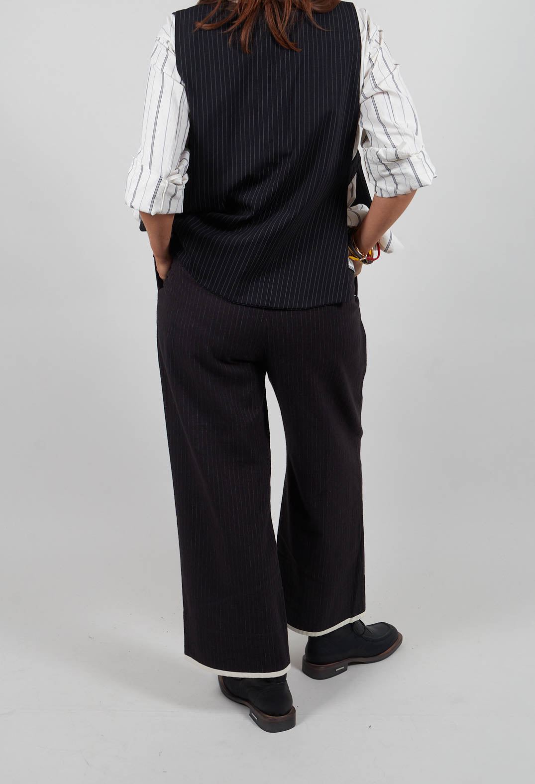 Pinstripe Trousers in Black