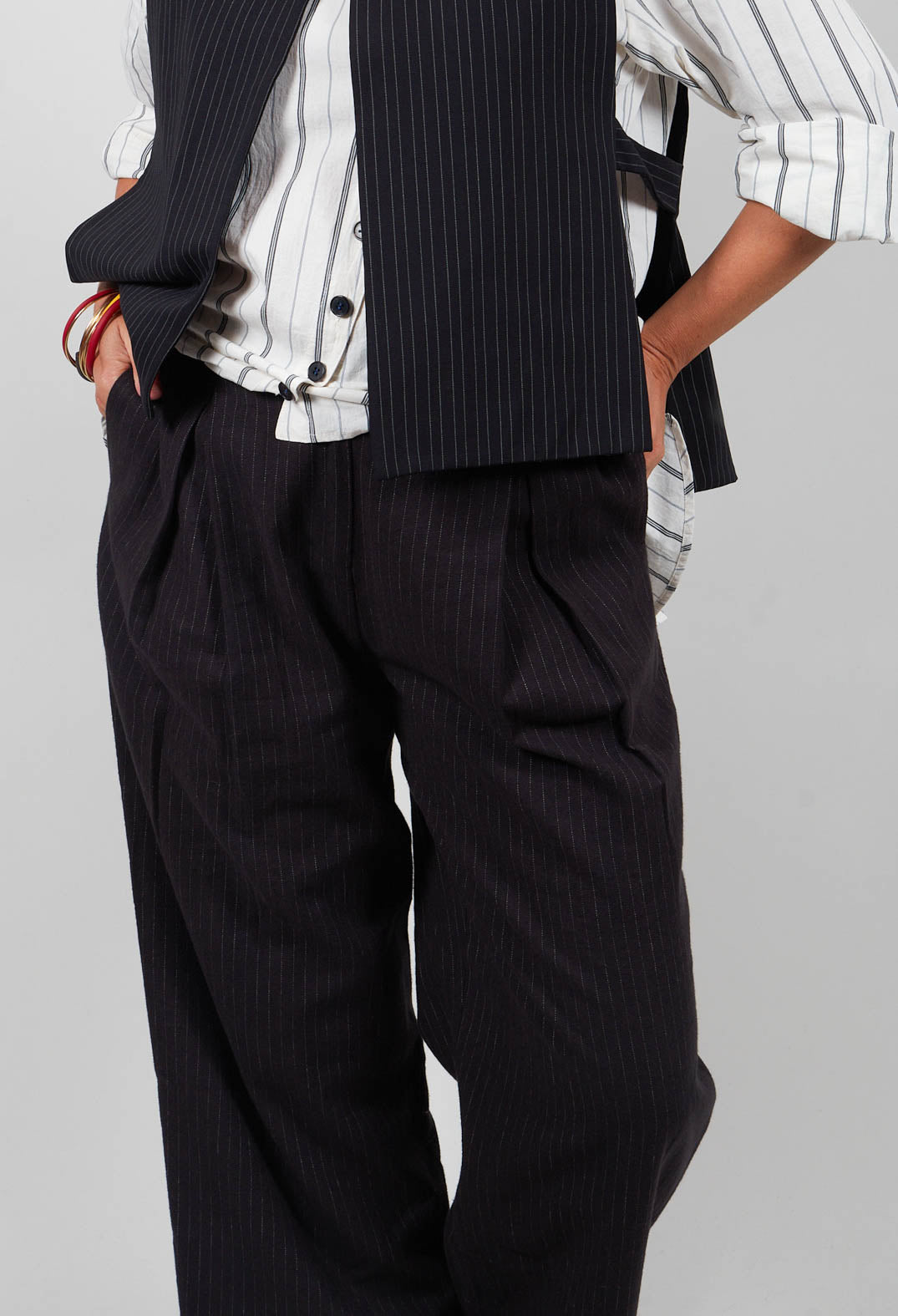 Pinstripe Trousers in Black