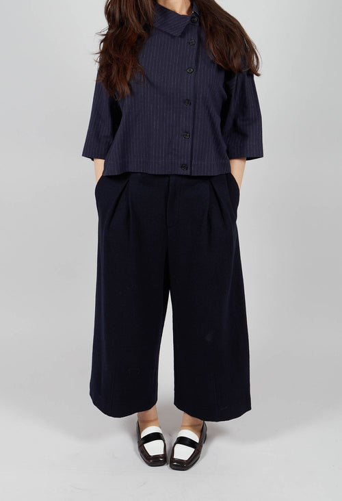 High Waisted Trousers in Navy