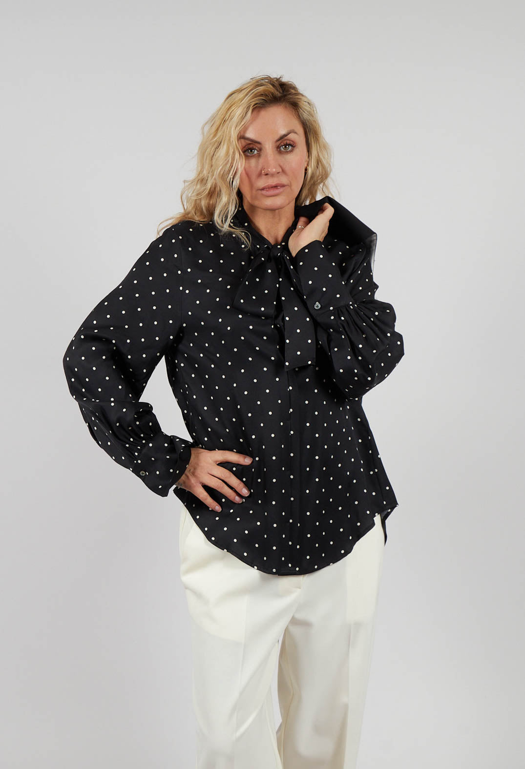 Mary Blouse in Black Polkadot
