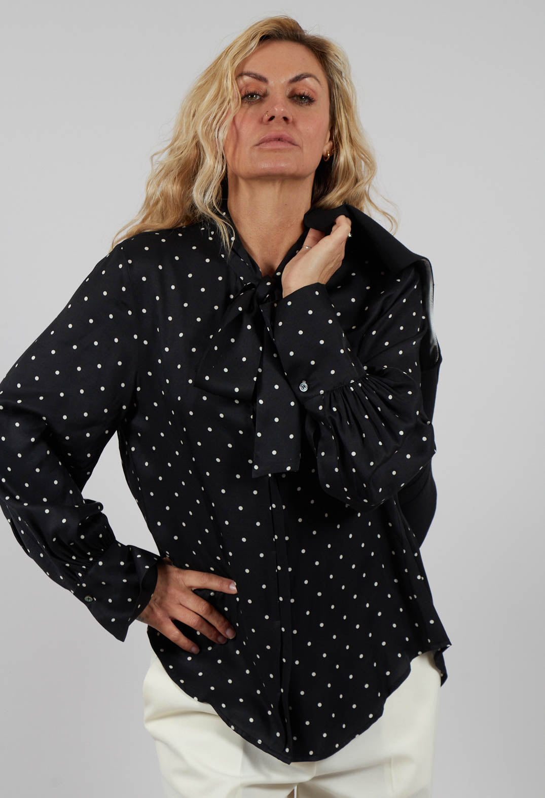 Mary Blouse in Black Polkadot