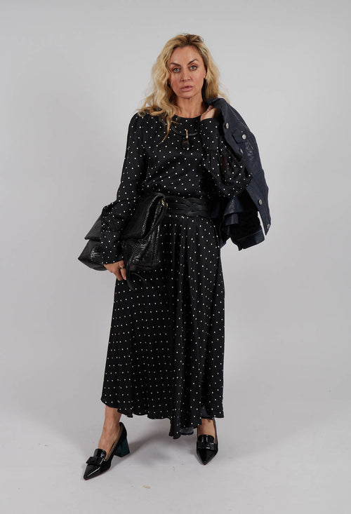 Mary Dress in Black Polkadot