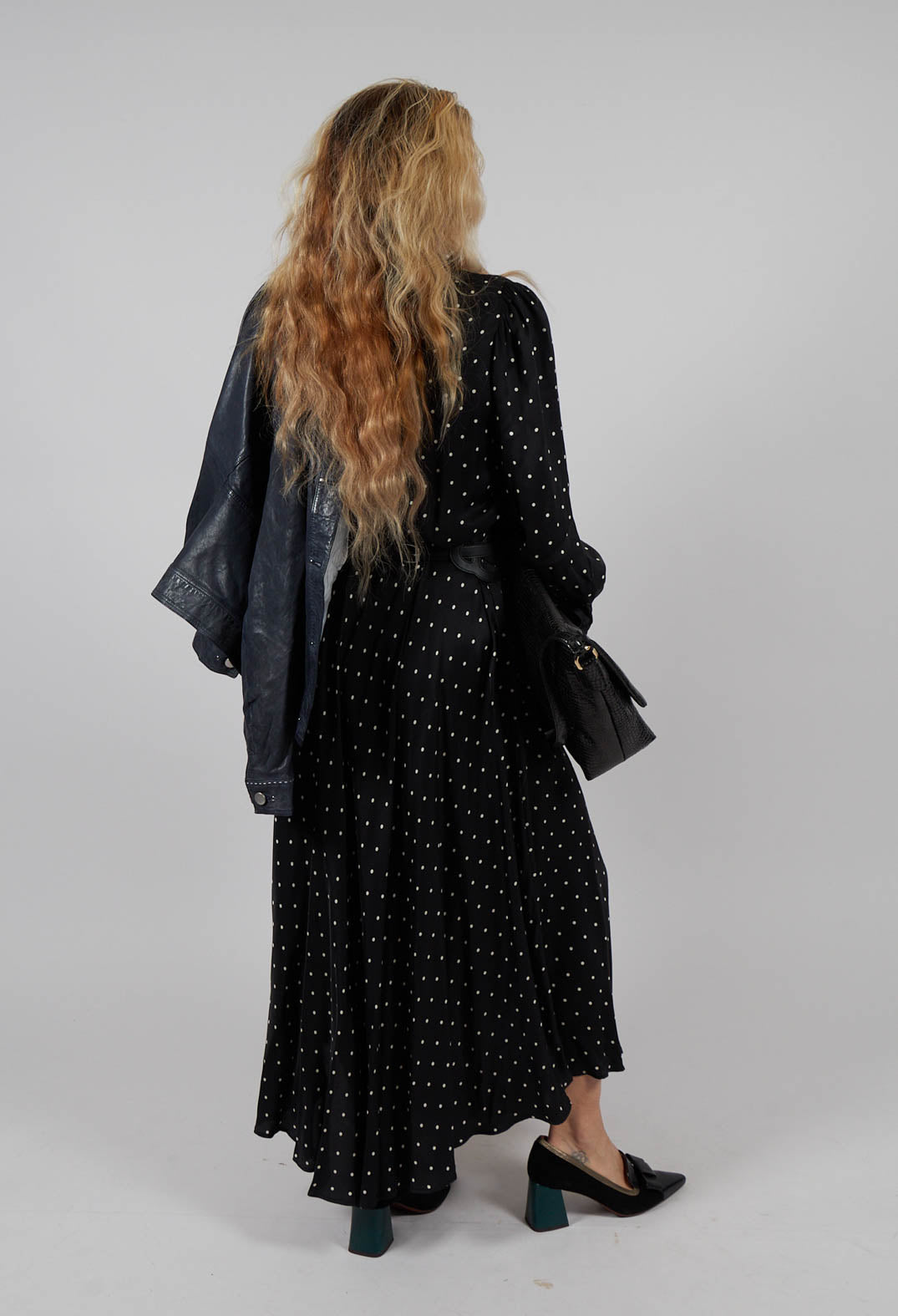 Mary Dress in Black Polkadot