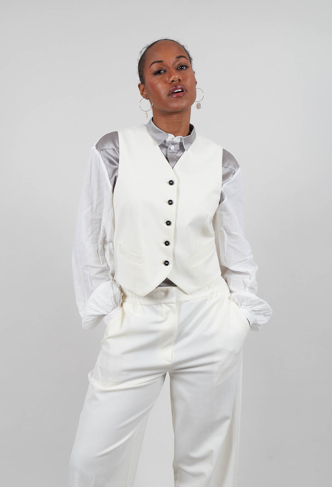 Twill Waistcoat in Cream