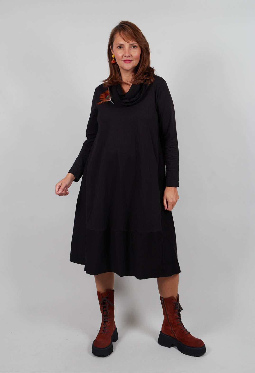 Snood Neck Dress in Black