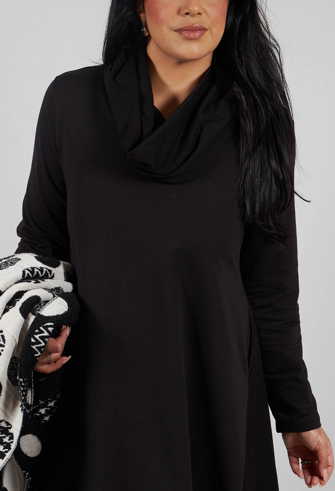 Snood Neck Dress in Black