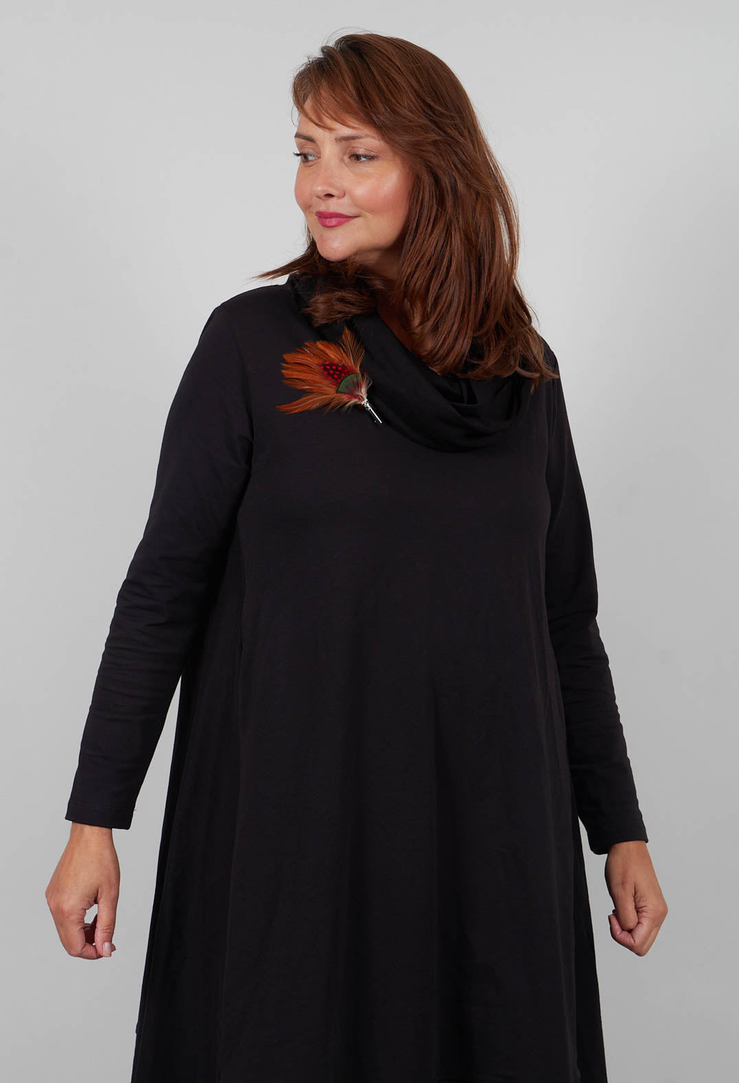 Snood Neck Dress in Black