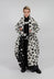 Relaxed Fit Coat in White with Black Pois