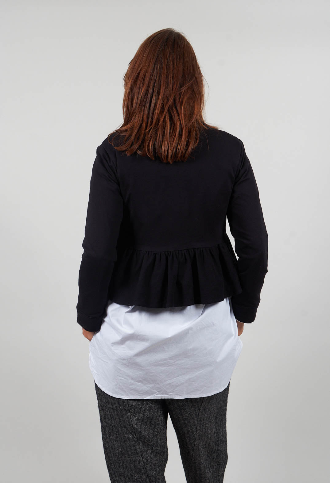 Cropped Peplum Jacket in Black