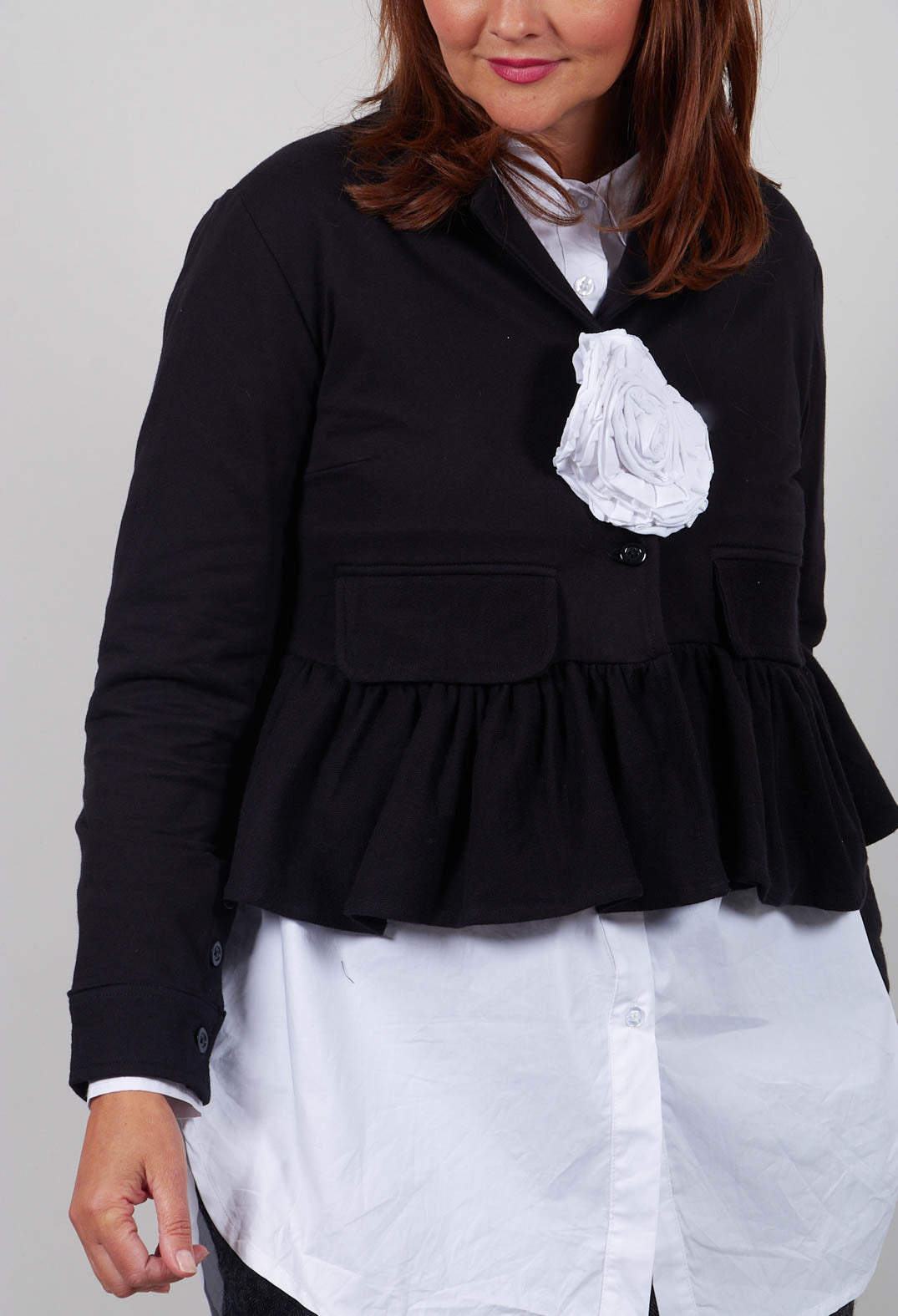 Cropped Peplum Jacket in Black
