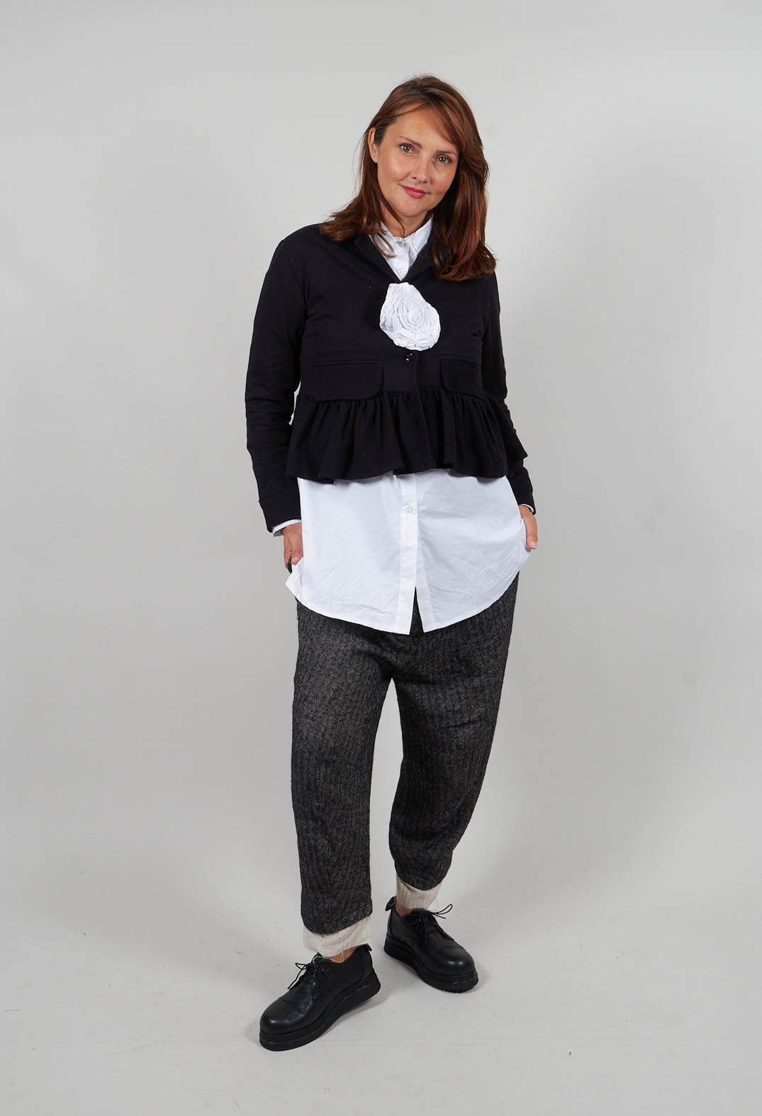 Cropped Peplum Jacket in Black