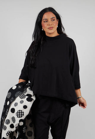 Overszied Dipped Hem Top in Black