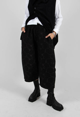 Circle Print Trousers in Black