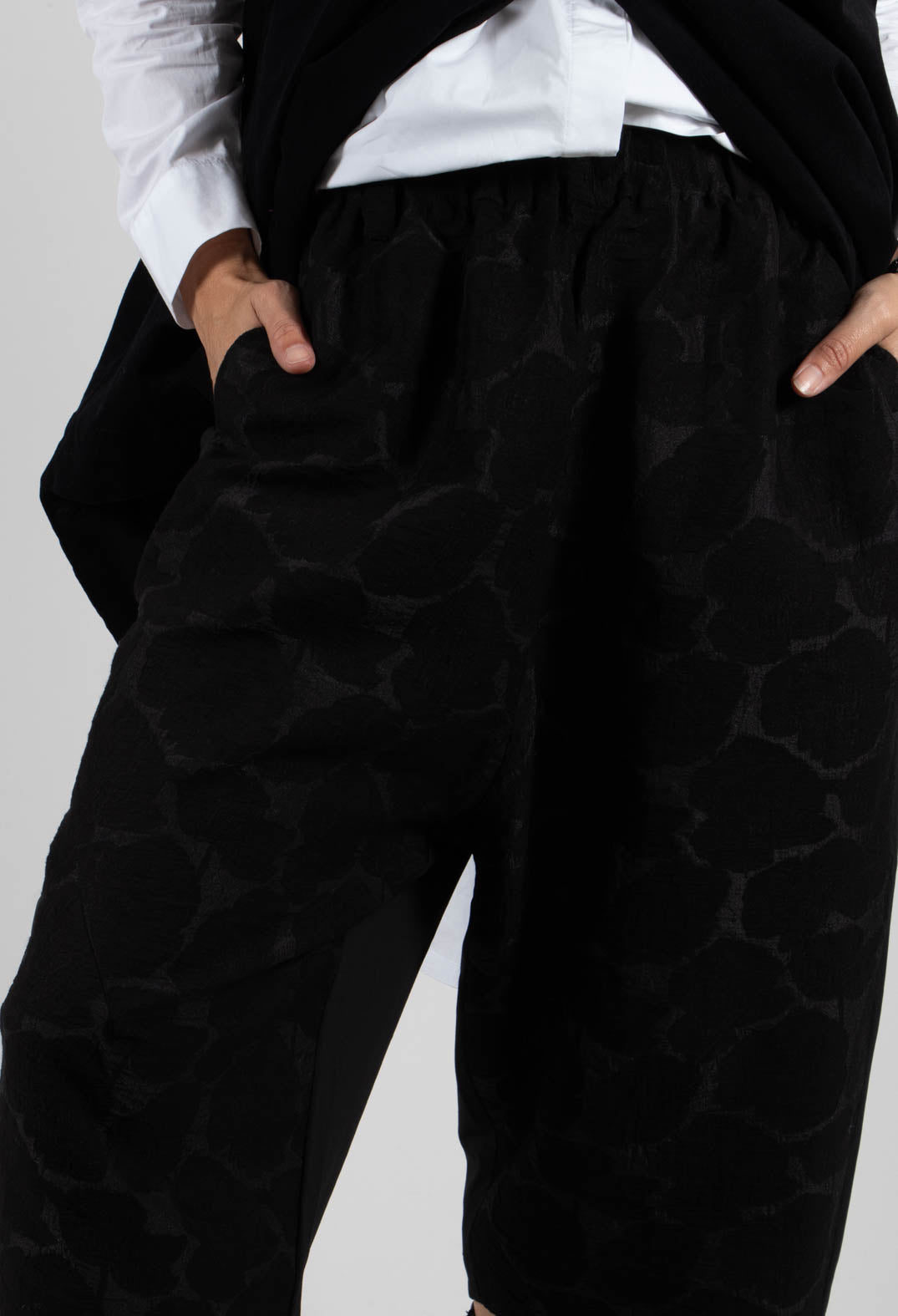 Circle Print Trousers in Black
