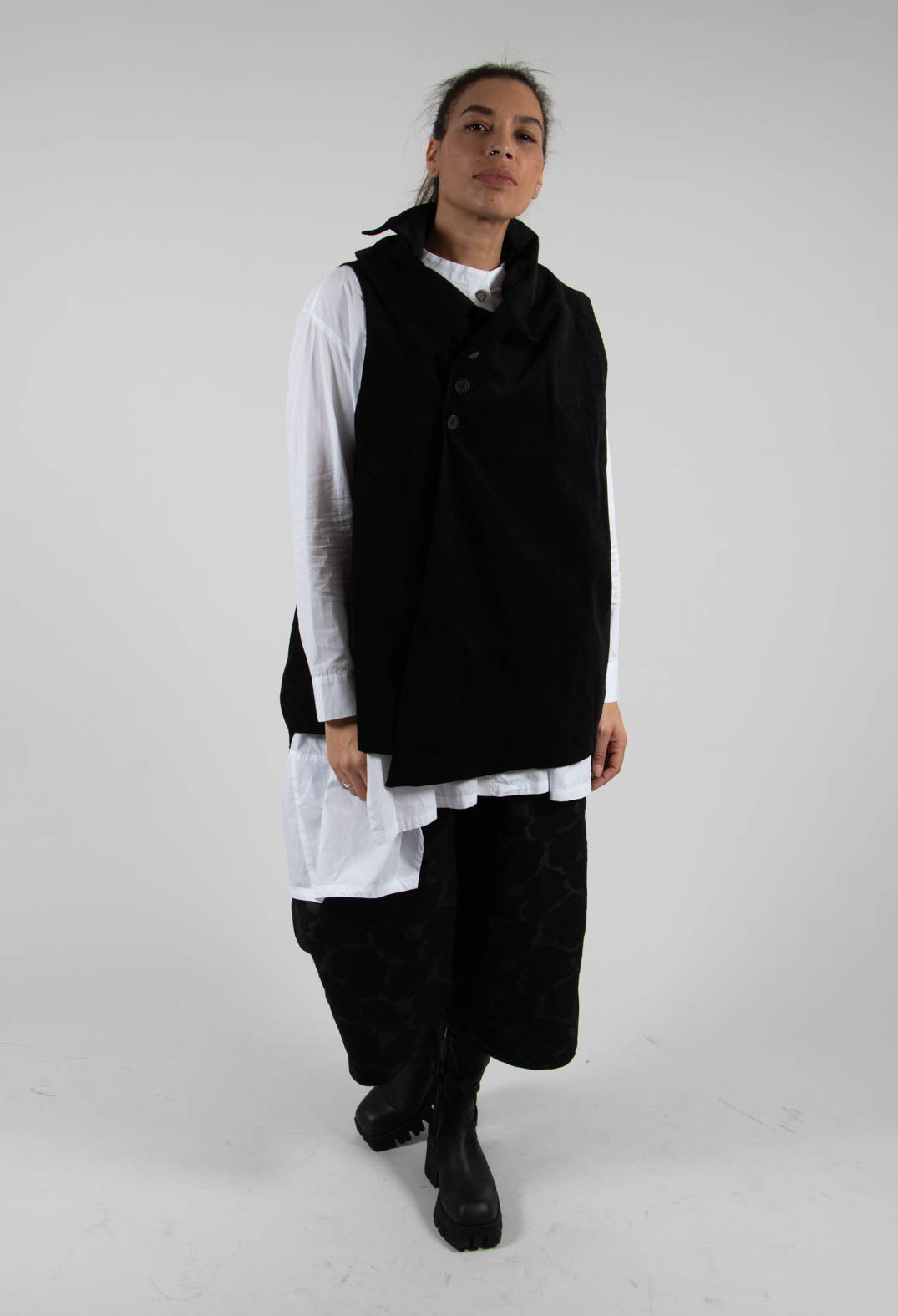 Circle Print Trousers in Black