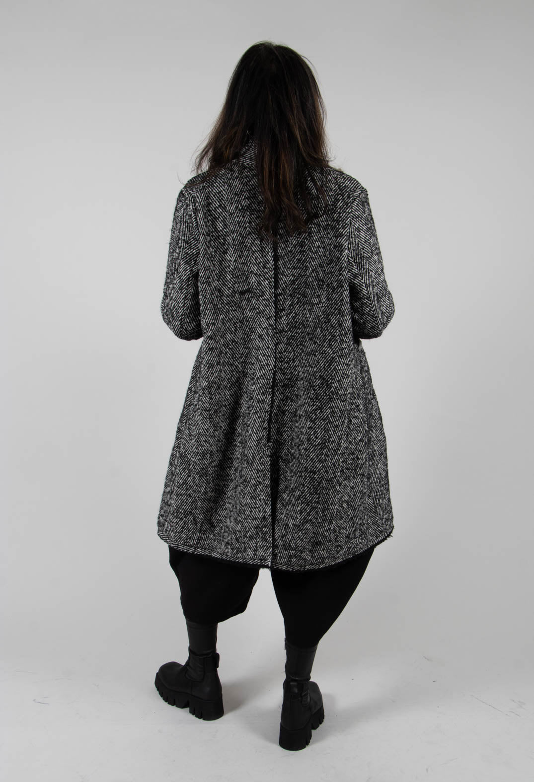Chevron Stripe Coat in Black