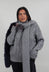 Wool Scarf with Fur Trim in Silver
