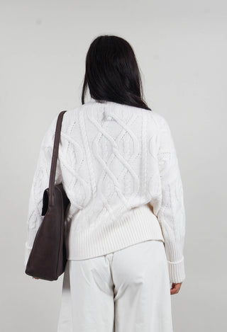 Chunky Cable Knit Jumper in Pearl