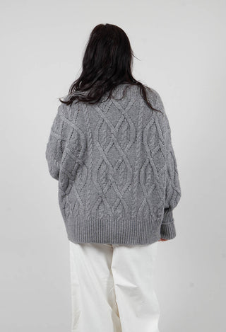 Chunky Cable Knit Jumper in Silver