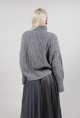 Chunky Cable Knit Jumper in Silver