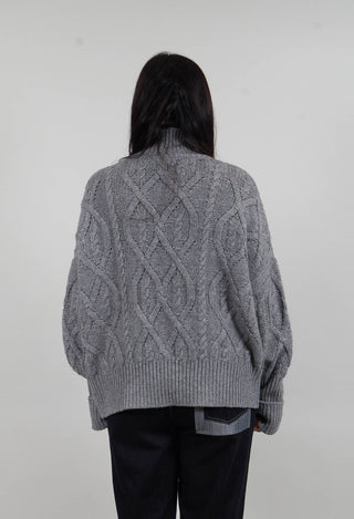 Chunky Cable Knit Jumper in Silver