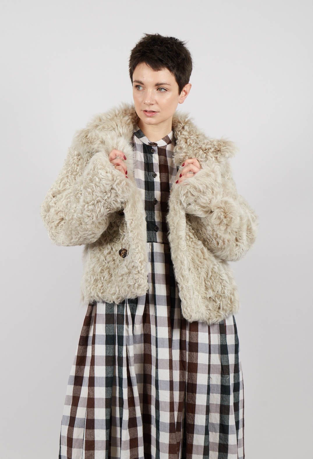 Reversible Sherling Jacket in Sandstone