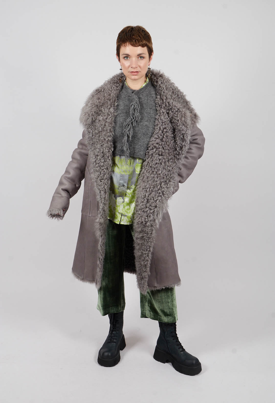 Curly Toscana Coat in Silver – Olivia May