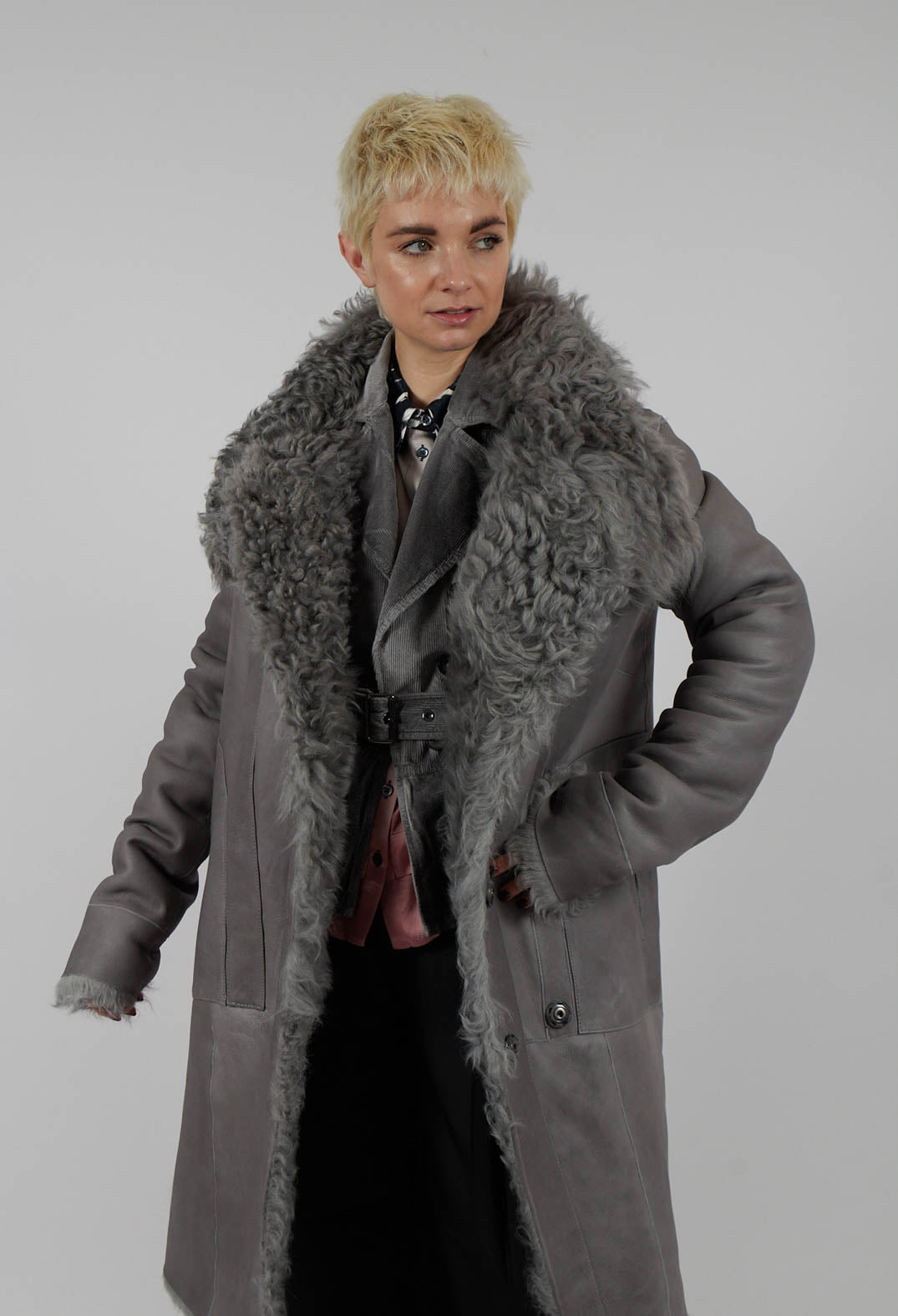 Curly Toscana Coat in Silver
