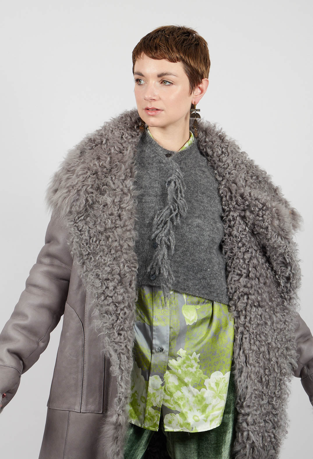 Dom Goor Curly Toscana Coat in Silver | Olivia May