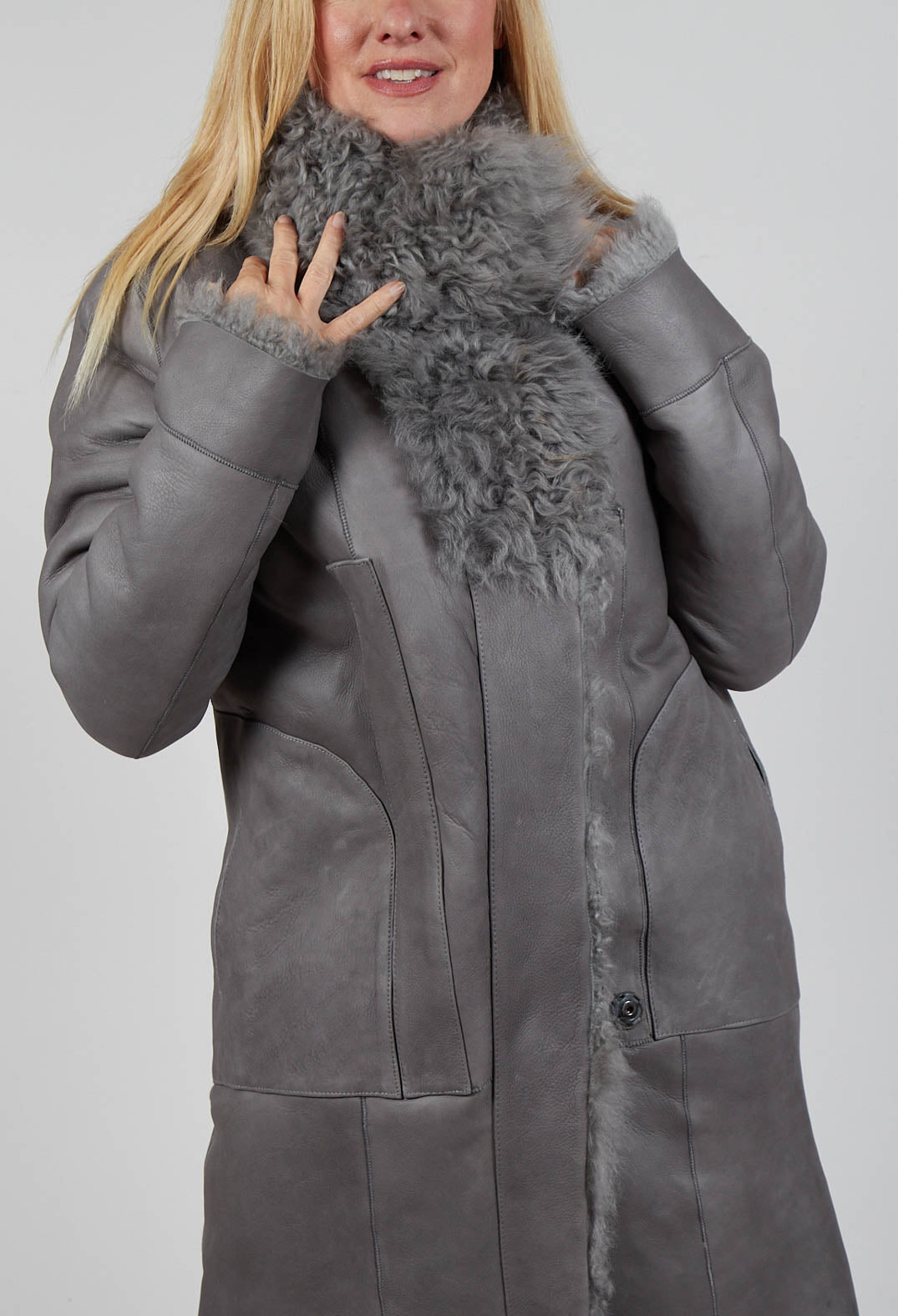 Dom Goor Curly Toscana Coat in Silver | Olivia May