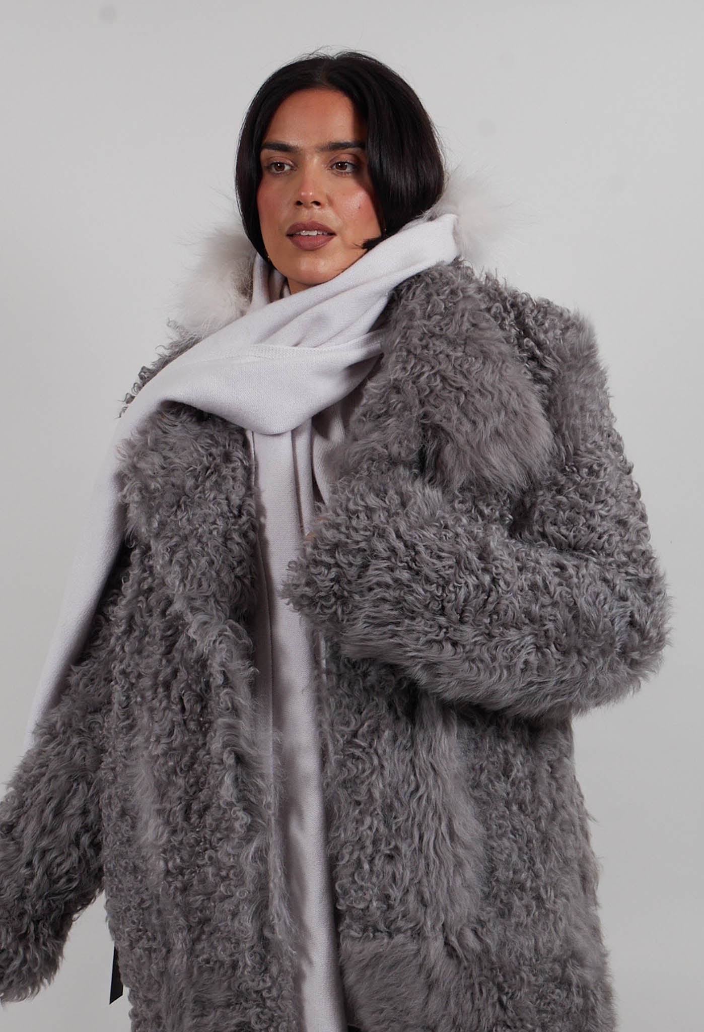 Dom Goor Curly Toscana Coat in Silver | Olivia May