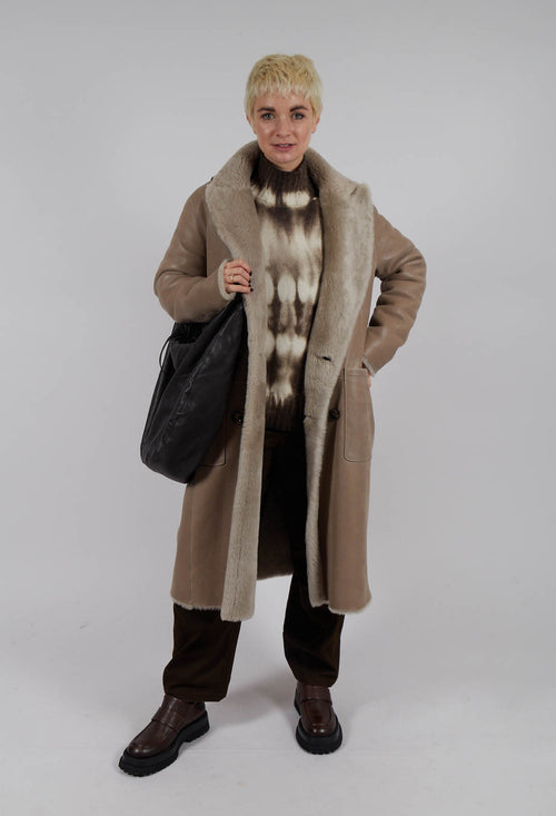 Reversible Double Breasted Coat in Sandstone