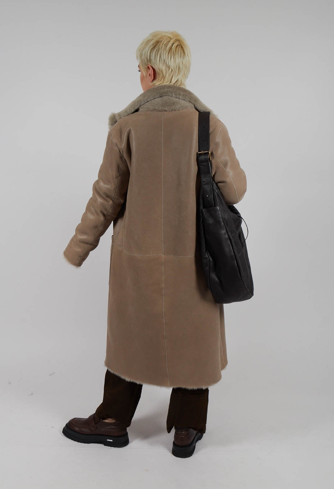 Reversible Double Breasted Coat in Sandstone