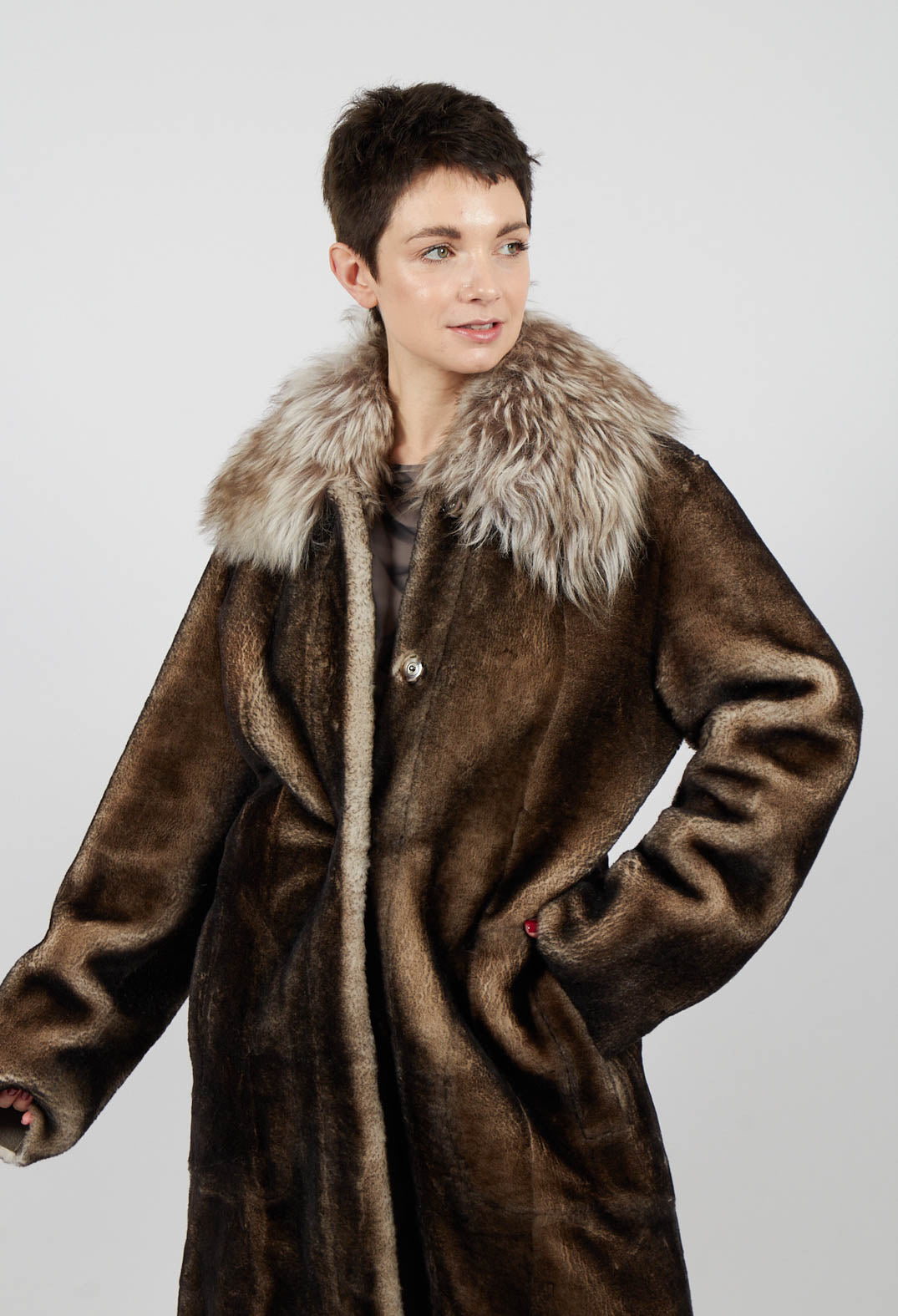 Long Opera Coat in White Smoke
